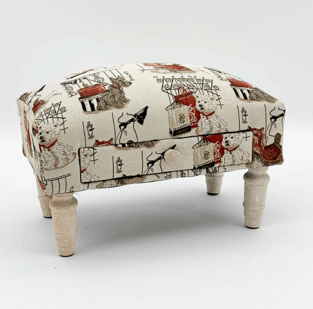 Scottie Dog Fabric Footstool With Drawer - Price Crash Furniture