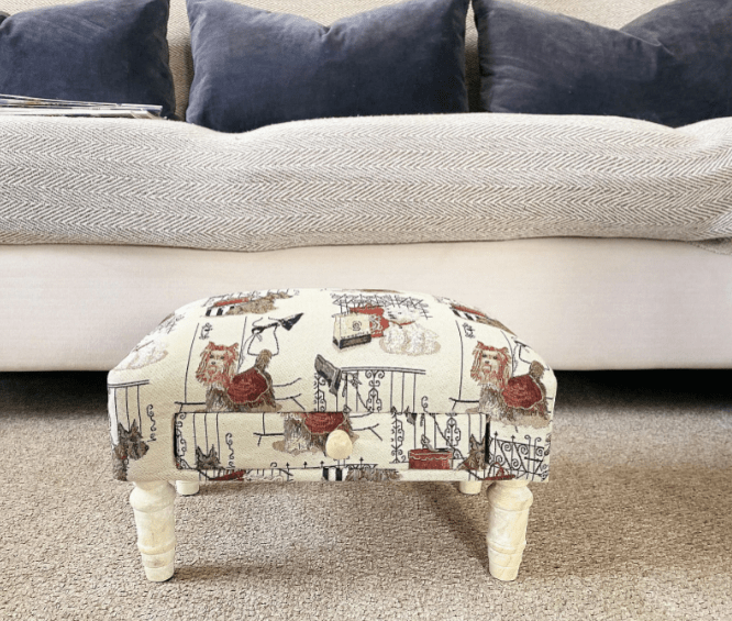 Scottie Dog Fabric Footstool With Drawer - Price Crash Furniture