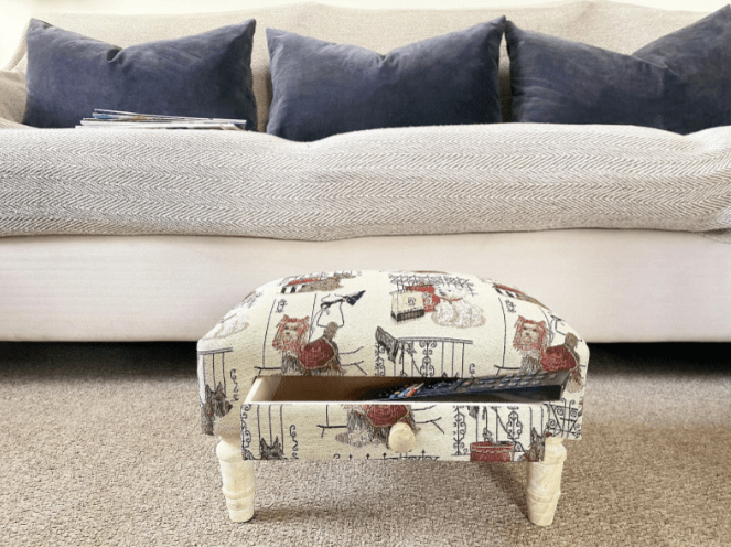 Scottie Dog Fabric Footstool With Drawer - Price Crash Furniture