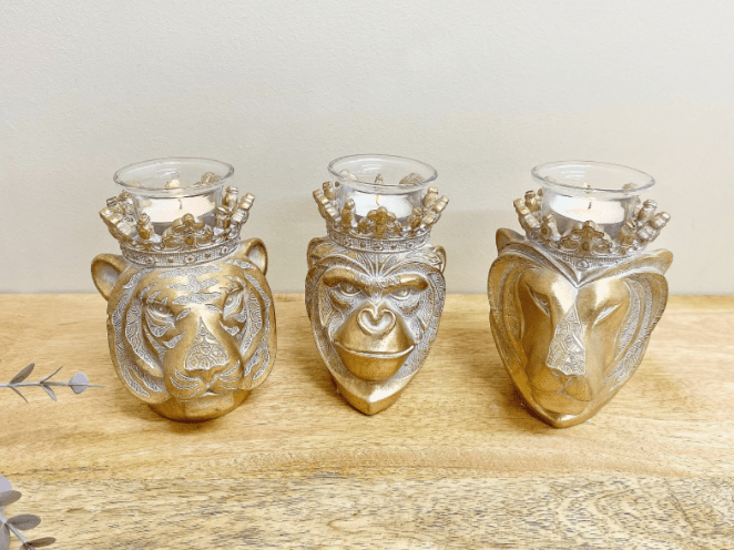 Set of 3 13cm Animal Head Candle Holder - Price Crash Furniture