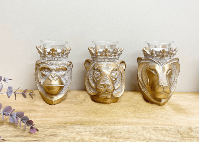 Set of 3 13cm Animal Head Candle Holder - Price Crash Furniture