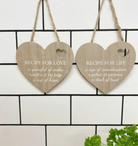 Set of 4 Wood Hanging White Etched Life Recipe Heart Plaque - Price Crash Furniture