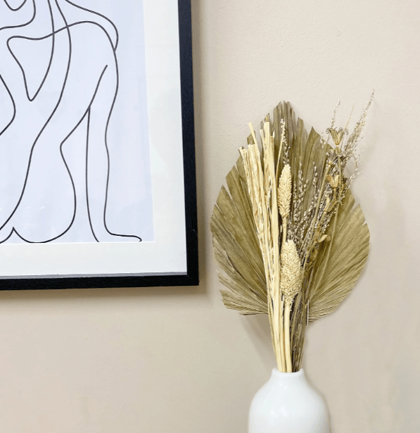 Set of Four Bouquets of Dried Grasses with Long Palm Spear - Price Crash Furniture