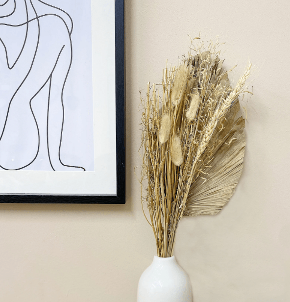 Set of Four Bouquets of Dried Grasses with Long Palm Spear - Price Crash Furniture