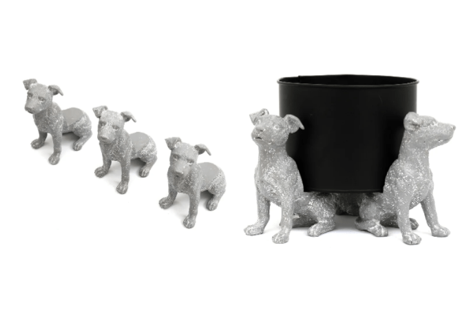 Set Of Grey Dog Pot Risers - Price Crash Furniture