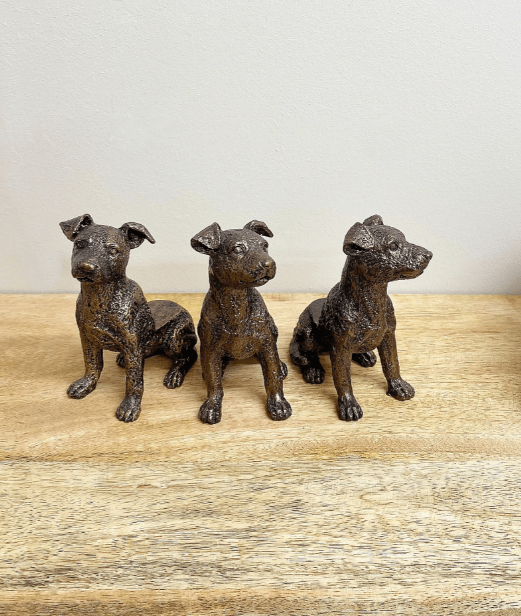 Set Of Three Bronze Dog Pot Risers - Price Crash Furniture