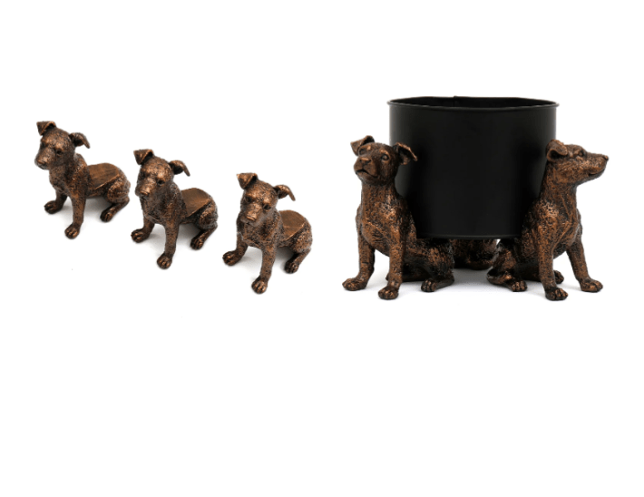 Set Of Three Bronze Dog Pot Risers - Price Crash Furniture