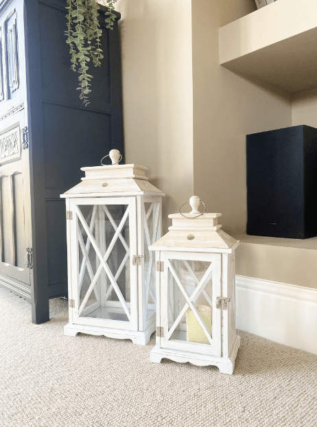 Set Of Two Wooden Lanterns - Price Crash Furniture