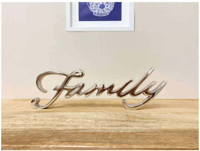 Silver Aluminium Family Ornament - Price Crash Furniture