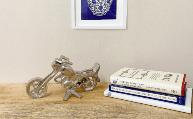 Silver Aluminium Motorcycle Ornament - Price Crash Furniture