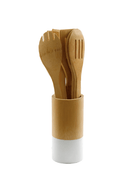 Six Piece Wooden Utensils With Round Holder - Price Crash Furniture