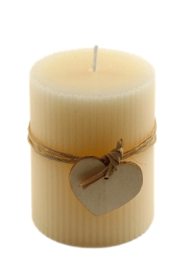 Small Cream Ridged Pillar Candle With Heart Decoration - Price Crash Furniture