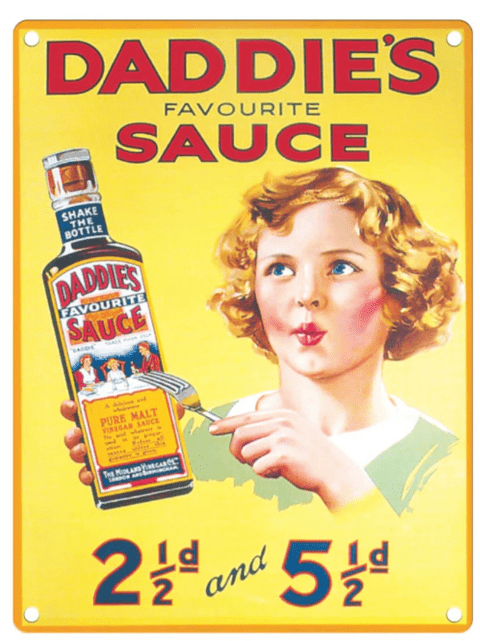 Small Metal Sign 45 x 37.5cm Vintage Retro Daddie's Sauce - Price Crash Furniture