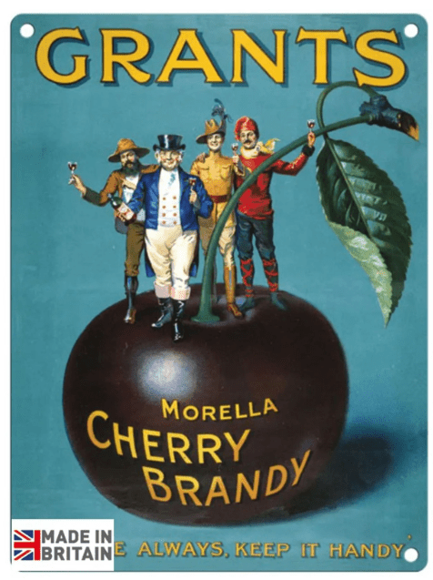 Small Metal Sign 45 x 37.5cm Vintage Retro Grants Cherry Brandy - Price Crash Furniture