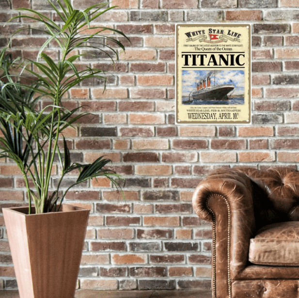 Small Metal Sign 45 x 37.5cm Vintage Retro Titanic - Price Crash Furniture