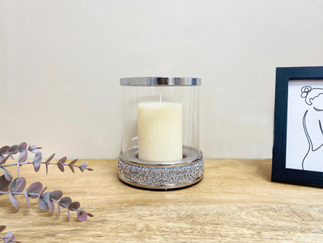 Small Sparkly Pillar Candle Holder - Price Crash Furniture
