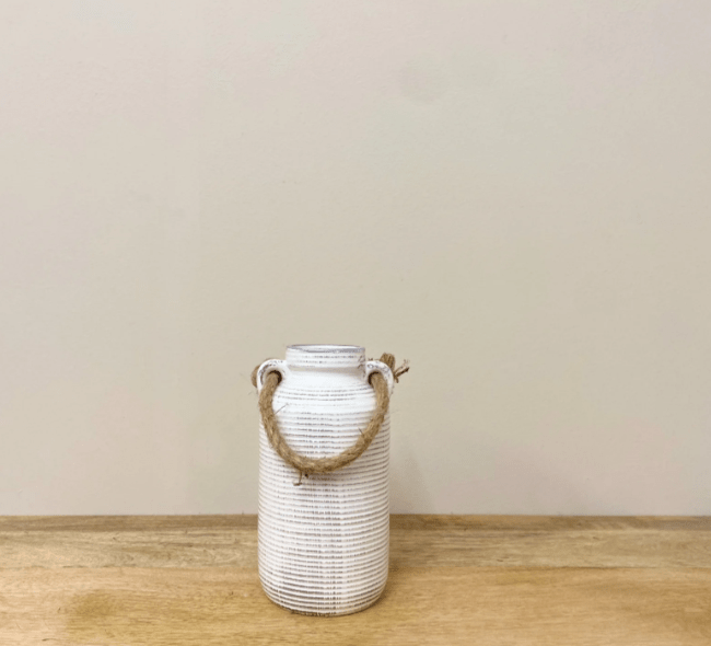 Small Stone Vase with Rope Handle - Price Crash Furniture