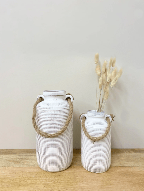 Small Stone Vase with Rope Handle - Price Crash Furniture