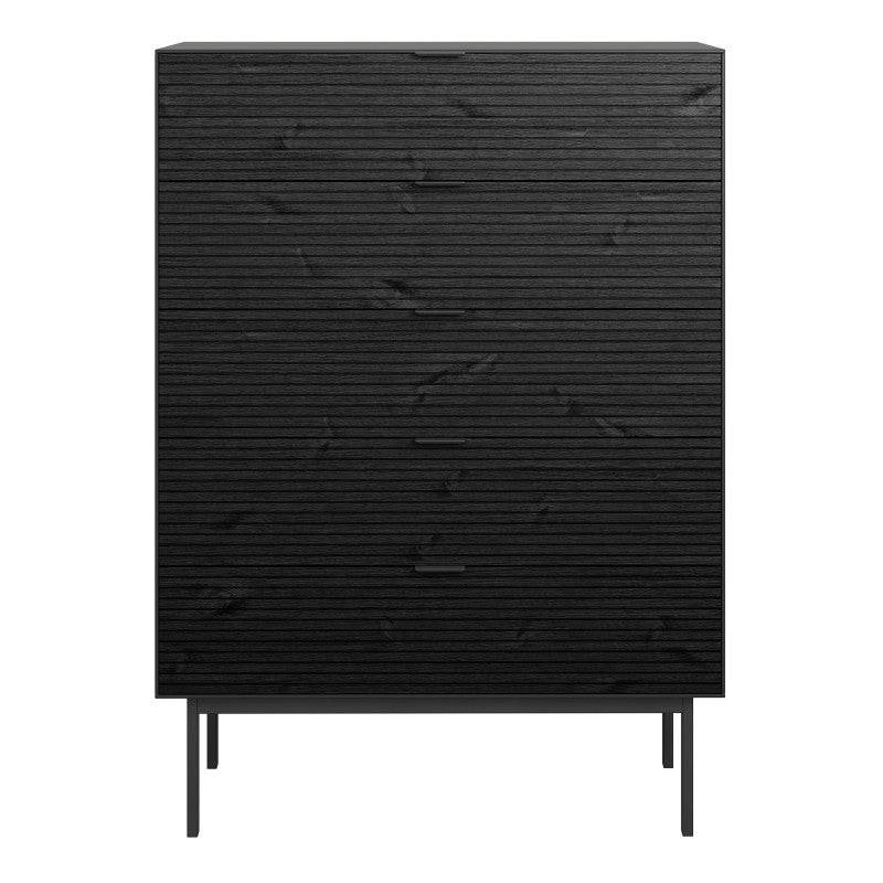 Soma 5 Drawer Chest of Drawers In Granulated Black Brushed Black - Price Crash Furniture