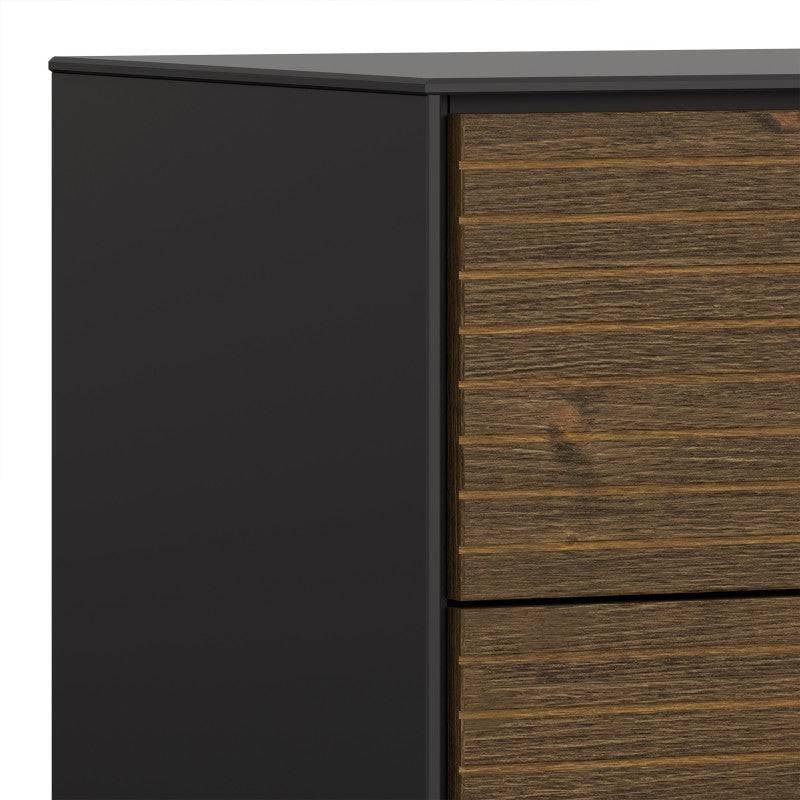 Soma Bedside Table Unit 2 Drawers Granulated Black and Brushed Espresso - Price Crash Furniture