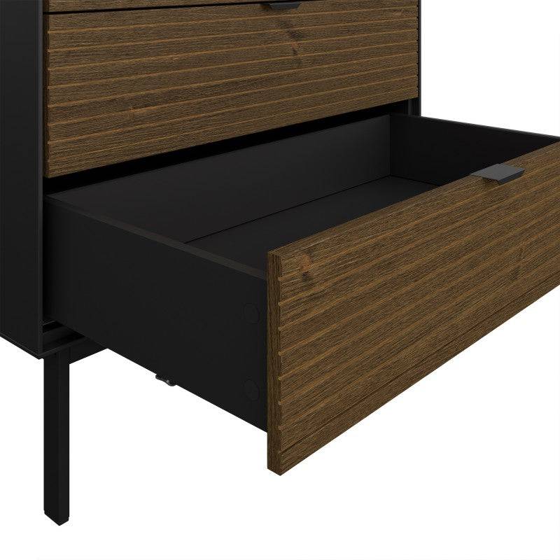 Soma Bedside Table Unit 2 Drawers Granulated Black and Brushed Espresso - Price Crash Furniture