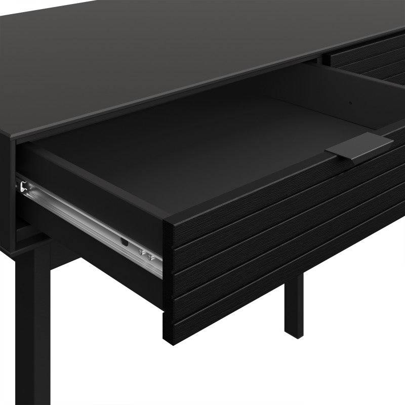 Soma Desk with 2 Drawers In Granulated Black Brushed Black - Price Crash Furniture