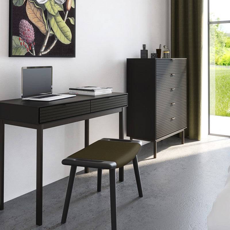 Soma Desk with 2 Drawers In Granulated Black Brushed Black - Price Crash Furniture