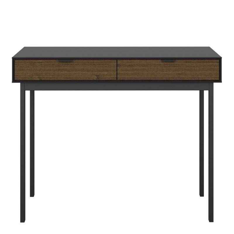 Soma Modern Industrial Style Desk 2 Drawers In Granulated Black Brushed Espresso - Price Crash Furniture