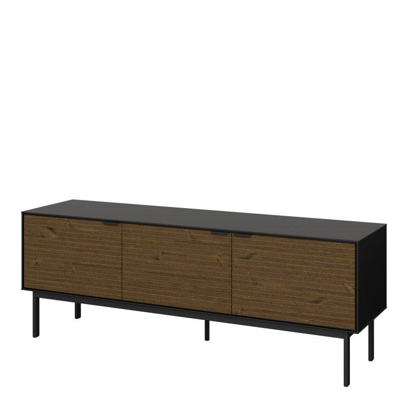 Soma TV Table 3 Doors In Granulated Black Brushed Espresso - Price Crash Furniture
