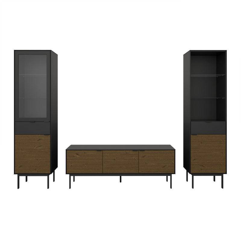 Soma TV Table 3 Doors In Granulated Black Brushed Espresso - Price Crash Furniture