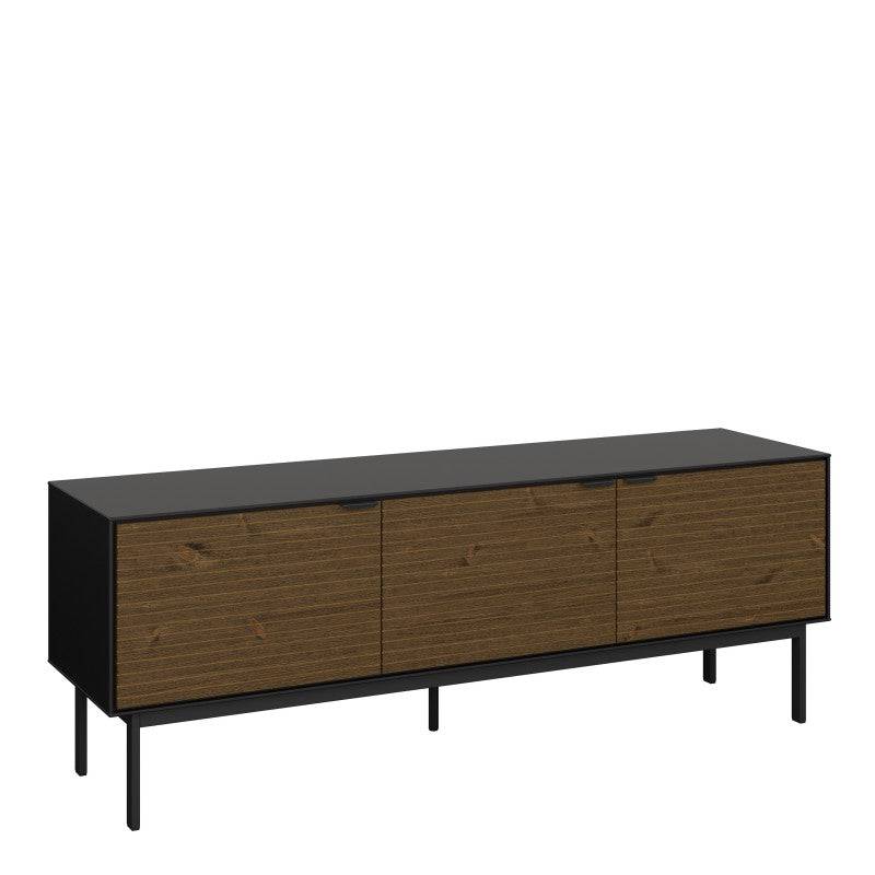 Soma TV Table 3 Doors In Granulated Black Brushed Espresso - Price Crash Furniture