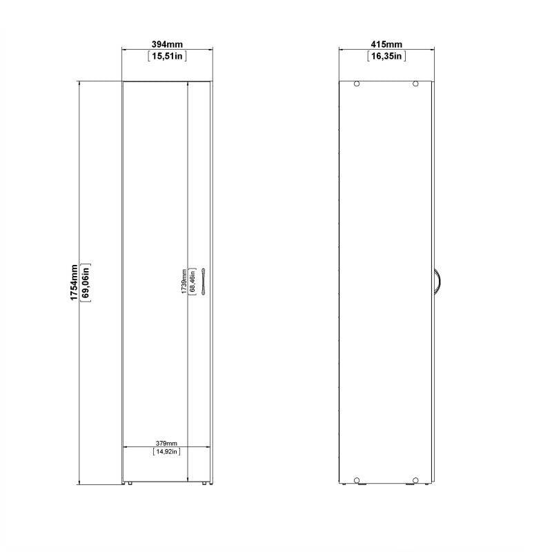 Space Tall Narrow Single Wardrobe - 1 Door in White 1750 - Price Crash Furniture