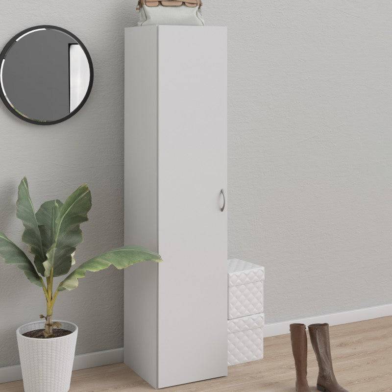 Space Tall Narrow Single Wardrobe - 1 Door in White 1750 - Price Crash Furniture