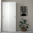 Space Tall Narrow Wardrobe - 2 Sliding Doors In White 1750 - Price Crash Furniture