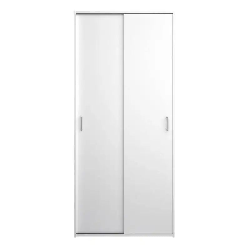Space Tall Narrow Wardrobe - 2 Sliding Doors In White 1750 - Price Crash Furniture