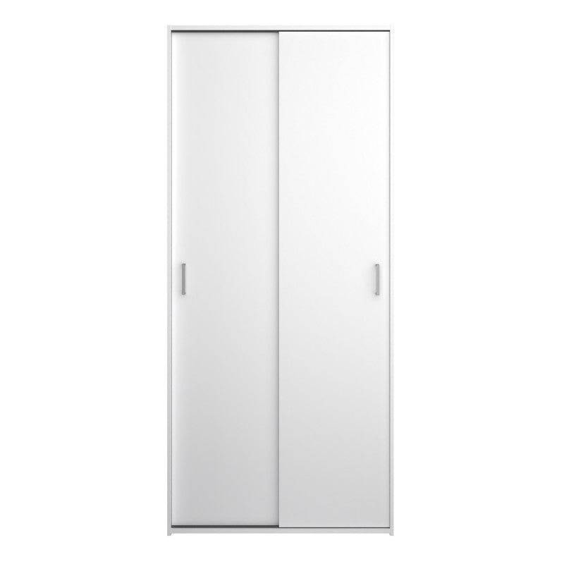 Space Tall Narrow Wardrobe - 2 Sliding Doors In White 1750 - Price Crash Furniture