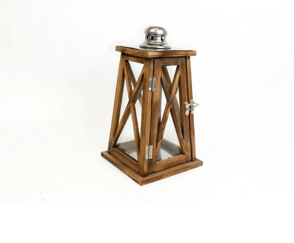 Tapered Dark Wooden Lantern 28cm - Price Crash Furniture
