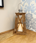 Tapered Dark Wooden Lantern 28cm - Price Crash Furniture