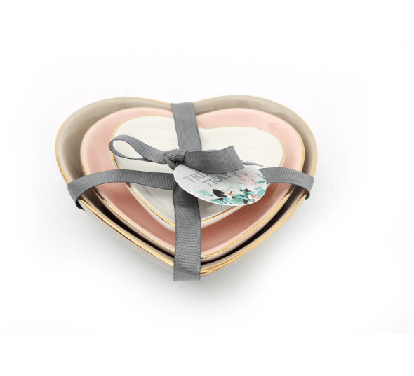 Three Heart Shaped Trinkets With Gold Edge - Price Crash Furniture