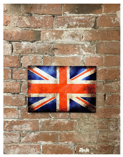 Vintage Metal Travel Wall Sign - British Union Jack Flag - Price Crash Furniture