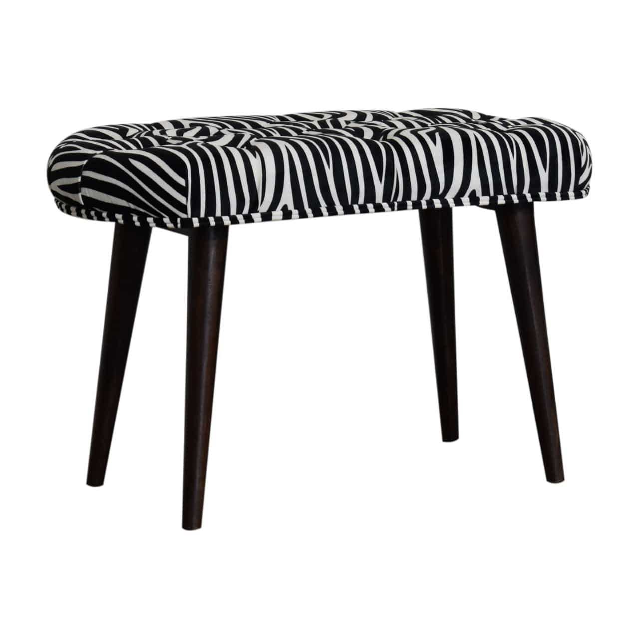 Zebra Print Deep Button Bench by Artisan Furniture - Price Crash Furniture