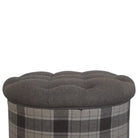 Artisan Deep Button Round Checked Footstool - Price Crash Furniture