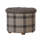 Artisan Deep Button Round Checked Footstool - Price Crash Furniture