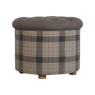 Artisan Deep Button Round Checked Footstool - Price Crash Furniture