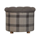 Artisan Deep Button Round Checked Footstool - Price Crash Furniture