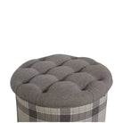 Artisan Deep Button Round Checked Footstool - Price Crash Furniture