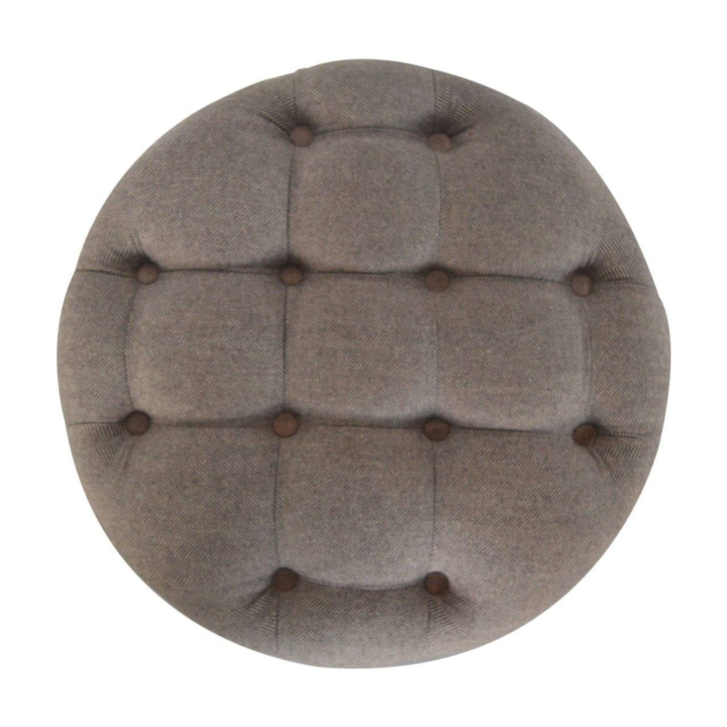 Artisan Deep Button Round Checked Footstool - Price Crash Furniture