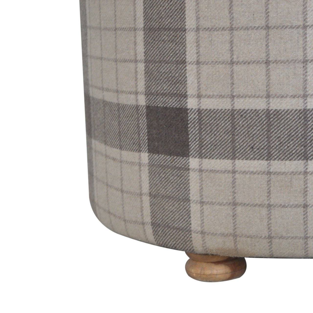 Artisan Deep Button Round Checked Footstool - Price Crash Furniture