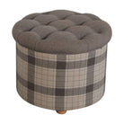 Artisan Deep Button Round Checked Footstool - Price Crash Furniture