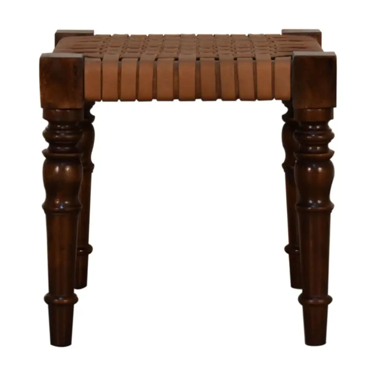 Artisan Woven Leather Footstool - Price Crash Furniture